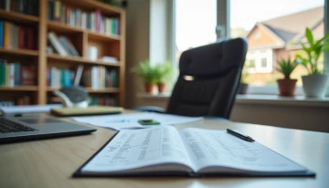 A person working on home energy calculations in a home office